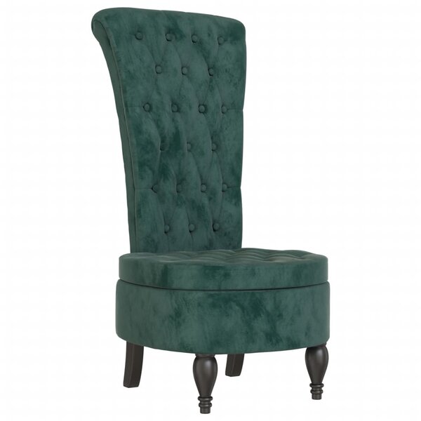 vidaXL Chaise à dossier haut vert foncé velours conception de bouton