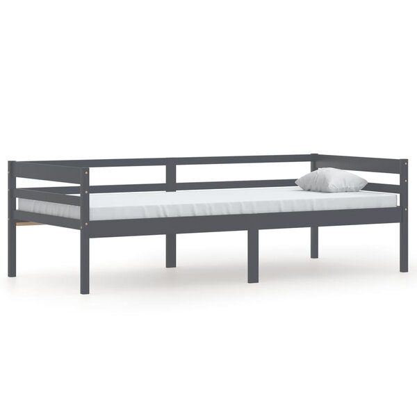 vidaXL Cadre de lit Gris foncé Bois de pin massif 90x200 cm