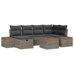 vidaXL Ensemble de Canapés 7 Pièces avec Coussins Grise Poly Rotin