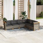 vidaXL Salon de jardin 6 Pièces avec coussins gris résine tressée