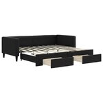 vidaXL Lit de jour avec gigogne et tiroirs noir 90x190 cm tissu