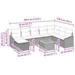 vidaXL Ensemble de canapé de jardin 9 pièces avec coussins noirs en poly rattan