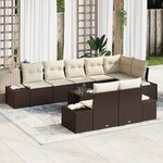 vidaXL Ensemble de canapé de jardin 8 pièces avec coussins gris en rotin synthétique