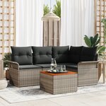 vidaXL Set de canapé de jardin en 5 pièces avec coussins gris poly rattan acacia