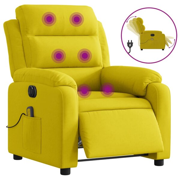 vidaXL Fauteuil inclinable de massage électrique jaune velours