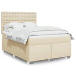 vidaXL Sommier à lattes de lit avec matelas Crème 160x200 cm Tissu
