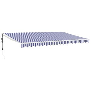 vidaXL Auvent rétractable automatique bleu et blanc 5x3 m