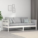 vidaXL Lit de jour blanc bois de pin massif 90x200 cm