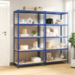 vidaXL Étagères à 5 niveaux 2Pièces Bleu Acier et bois d'ingénierie