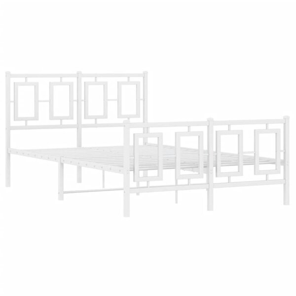 vidaXL Cadre de lit métal avec tête de lit/pied de lit blanc 120x190cm