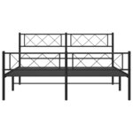 vidaXL Cadre de lit métal avec tête de lit/pied de lit noir 135x190 cm