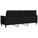 vidaXL Canapé à 3 places Noir 180 cm Velours