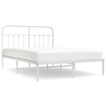 vidaXL Cadre de lit métal avec tête de lit blanc 140x200 cm