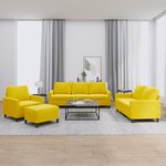 vidaXL Ensemble de canapés 4 Pièces avec coussins Jaune Velours