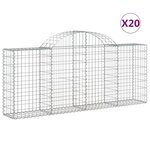 vidaXL Paniers à gabions arqués 20 Pièces 200x30x80/100 cm Fer galvanisé