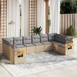 vidaXL Salon de jardin avec coussins 10 Pièces beige résine tressée