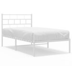 vidaXL Cadre de lit métal avec tête de lit blanc 107x203 cm
