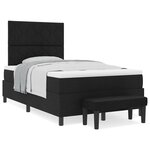 vidaXL Lit à Ressorts avec Matelas & Banc Noir 120x200 cm Tissu
