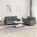 vidaXL Ensemble de canapés 2 Pièces avec coussins Gris foncé Tissu