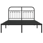 vidaXL Cadre de lit métal avec tête de lit noir 140x190 cm