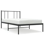 vidaXL Cadre de lit métal avec tête de lit noir 80x200 cm