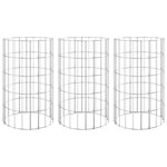 vidaXL Lit surélevé à gabion circulaire 3 Pièces Acier galvanisé Ø30x50cm