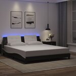 vidaXL Cadre de lit avec lumière LED noir blanc 180x200 cm similicuir
