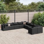 vidaXL Salon de jardin 10 Pièces avec coussins noir résine tressée