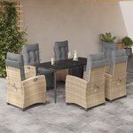 vidaXL Ensemble à manger de jardin coussins 7 Pièces mélange beige rotin
