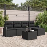 Ensemble de canapé de jardin 6 pièces avec coussins beige poly rotin