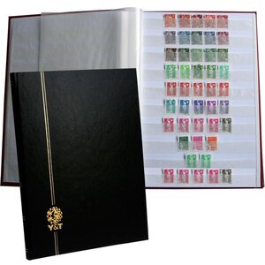 PERFECTA : Classeur fixe pour timbres (Grand modèle-Pages Blanches-64p. Noir)