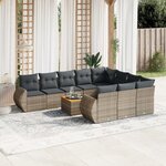 vidaXL Salon de jardin 11 Pièces avec coussins gris résine tressée
