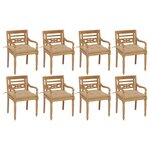 vidaXL Chaises Batavia avec coussins 8 Pièces Bois de teck solide