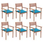 vidaXL Chaises de jardin empilables avec coussins lot de 6 Teck solide