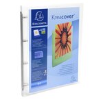 Classeur Kreacover A4, 4 anneaux 15mm, polypro personnalisable Blanc translucide EXACOMPTA