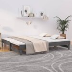 vidaXL Lit coulissant Gris 2x(90x200) cm Bois de pin massif