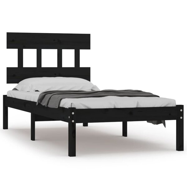 vidaXL Cadre de lit Noir Bois massif 100x200 cm