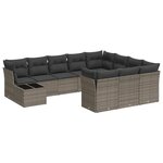 vidaXL Salon de jardin 11 Pièces avec coussins gris résine tressée