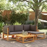 vidaXL Salon de jardin avec coussins 5 Pièces Bois d'acacia solide