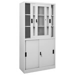 vidaXL Armoire à bureau porte coulissante Gris clair 90x40x180cm Acier