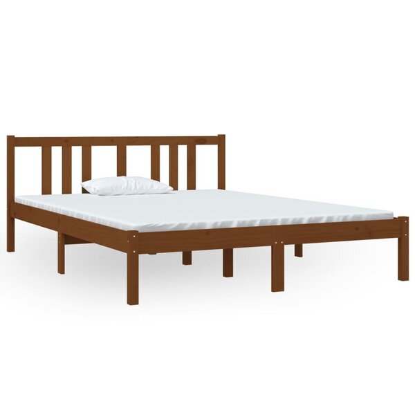 vidaXL Cadre de lit Marron miel Bois massif 140x190 cm