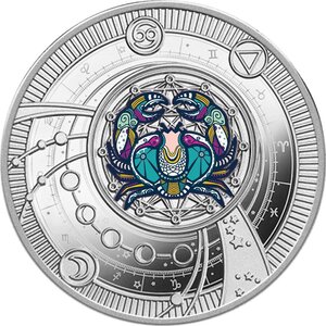 Monnaie CANCER Pendant Zodiac Signs 2025 Argent 500 Francs Cameroon 2025 (PRÉCOMMANDE)