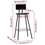 vidaXL Tabourets de bar lot de 2 bois massif de récupération