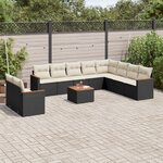 vidaXL Salon de jardin 11 Pièces avec coussins noir résine tressée