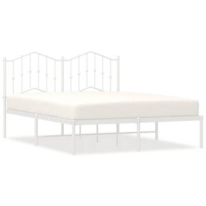 vidaXL Cadre de lit métal sans matelas et tête de lit blanc 135x190 cm