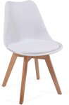 Lot de 4 chaises de salle à manger scandinaves assise rembourré pieds en bois hêtre rétro chaise pour salon chambre cuisine bureau blanc 01_0000726