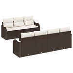 Ensemble Canapé Jardin 8 Pièces avec Coussins Rattan Poly Marron