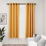 vidaXL Rideaux occultants Aspect lin à œillets 2 Pièces Jaune 140x175 cm
