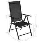 vidaXL Chaises pliables de jardin lot de 4 Aluminium et textilène Noir