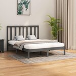 vidaXL Cadre de lit Gris Bois massif 150x200 cm Très grand